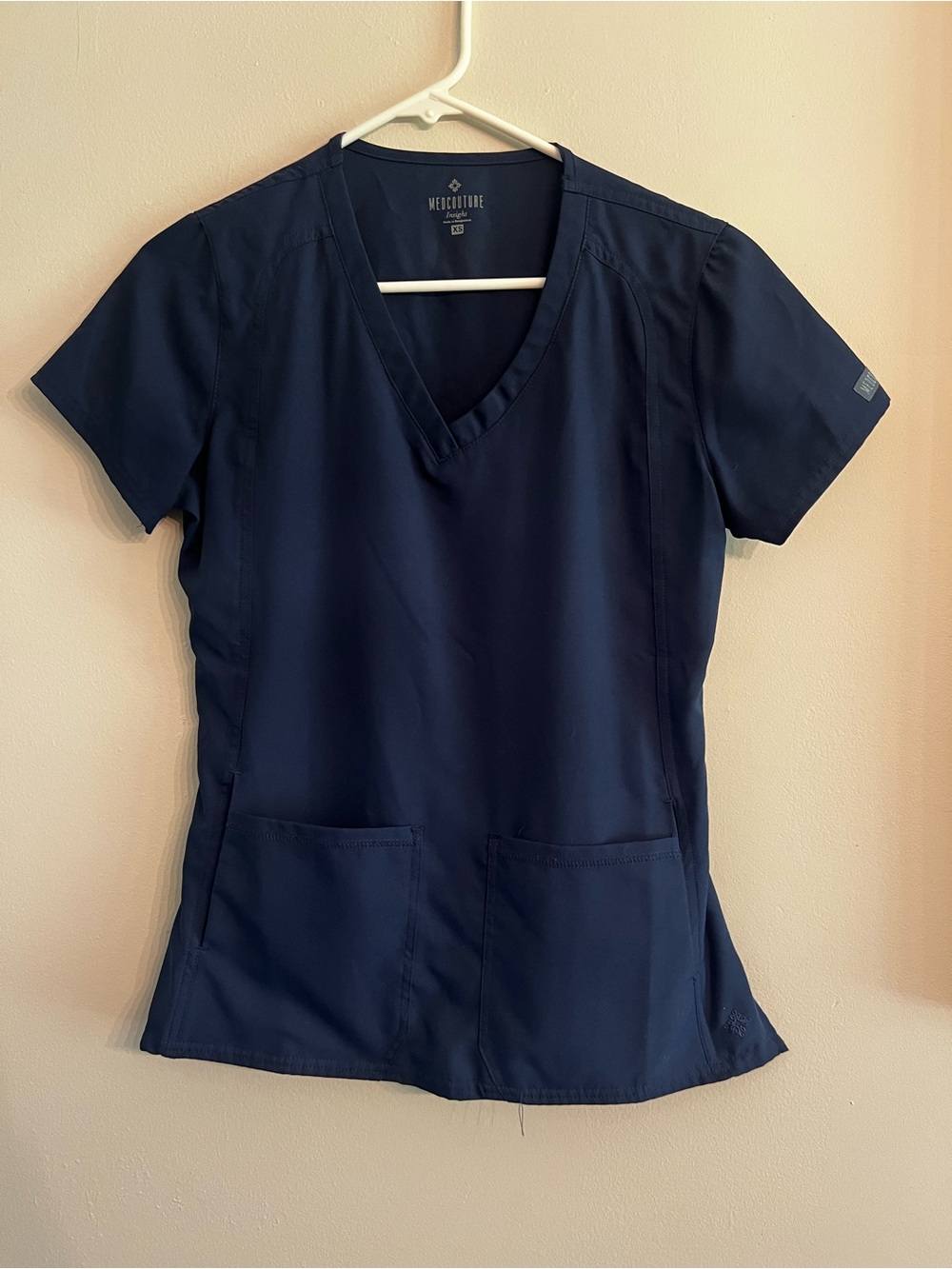Women’s Med Couture Navy V-Neck Short Sleeve Scrub Top